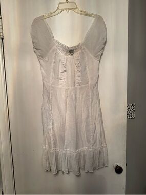 White Ruffled Boho Cotton Dress